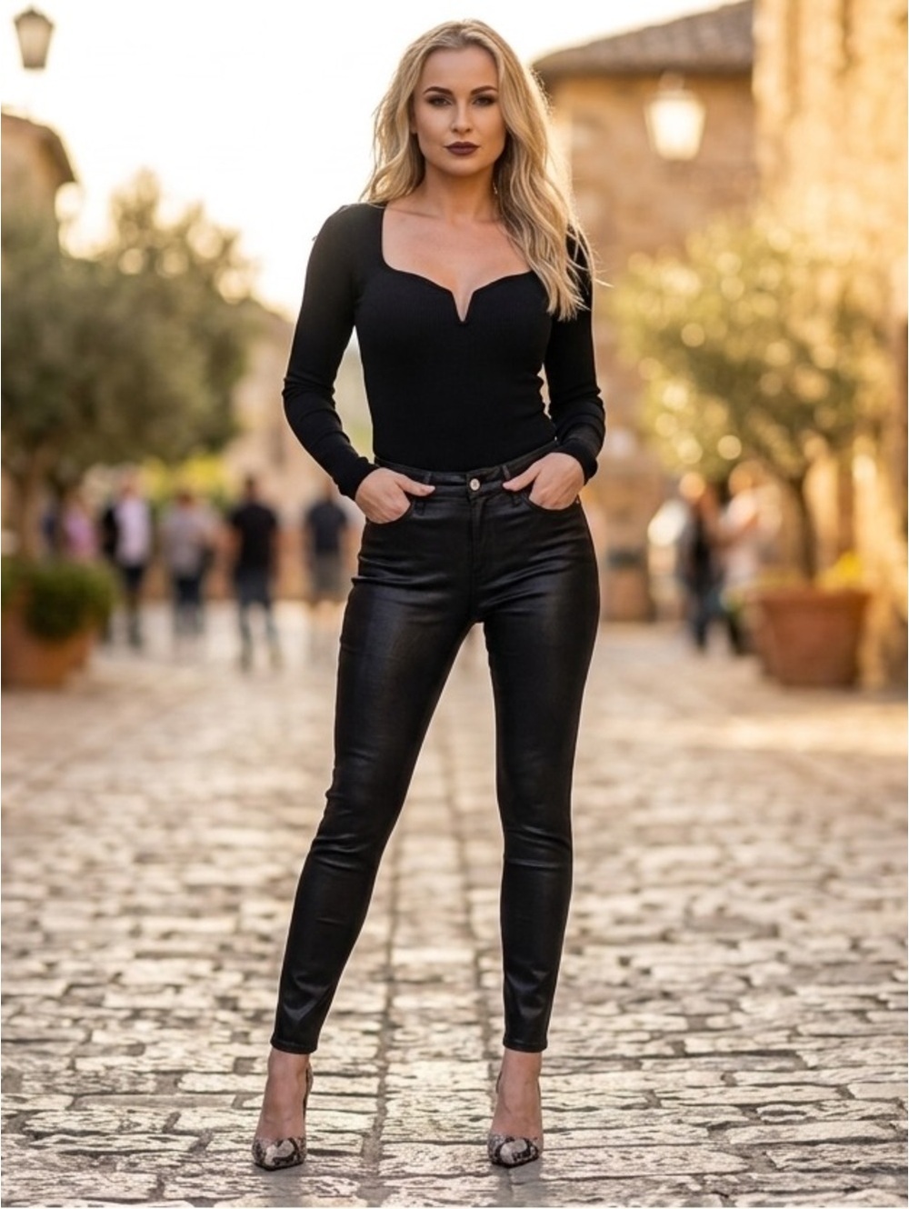 0 Good American Good Legs Skinny Coated Black Jeans